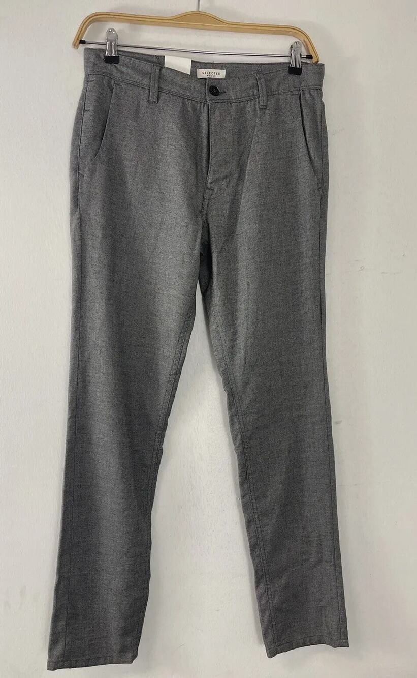 Selected Homme Pants Mens 32x32 Slim Fit Gray Career Business Classic N247